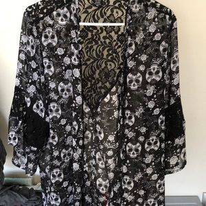Sugar skull lace kimono
